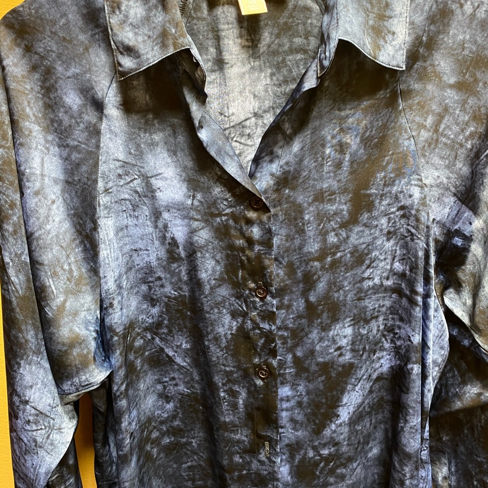 Michael Kors Shirt Dress Silk blue&black Size XS